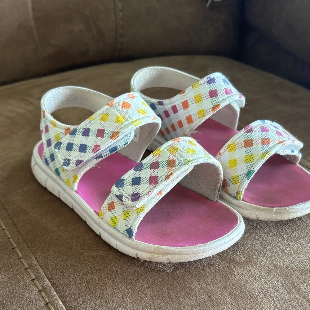 Cat & Jack Colorful Checkered Kids Sandals - Picture 1 of 6